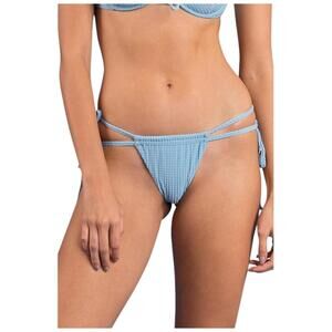 Rio de Sol Women's Pipa Brazilian Thong Bikini Sky Blue/Dot Texture -